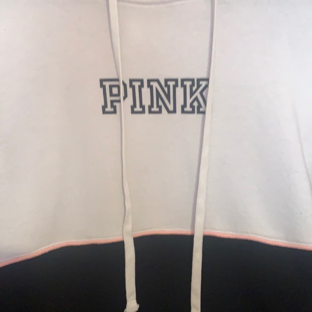LG PINK pullover hoodie black and white